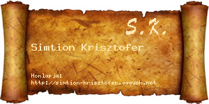 Simtion Krisztofer névjegykártya